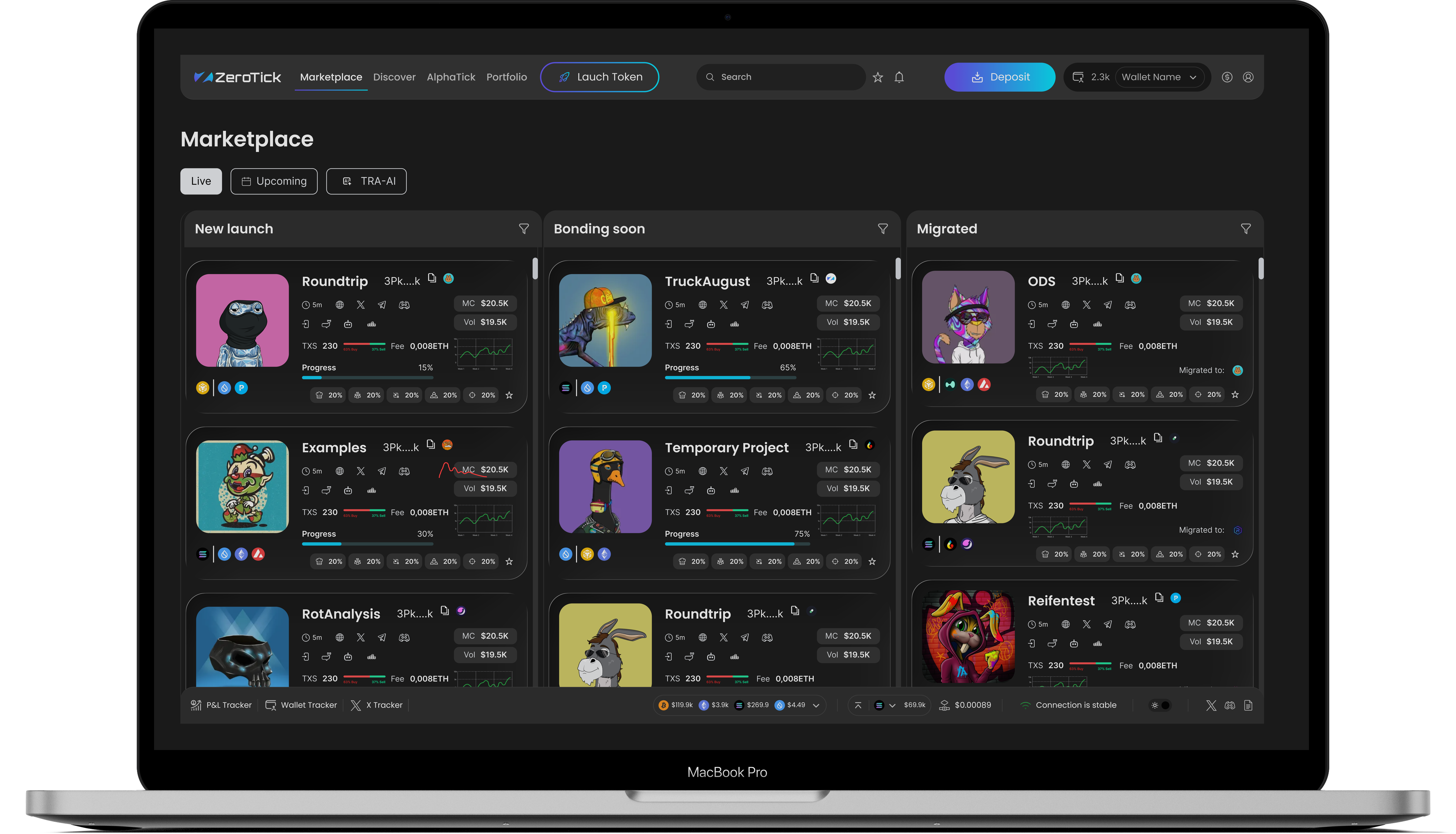 Discover projects launched on all supported chains from one interface.